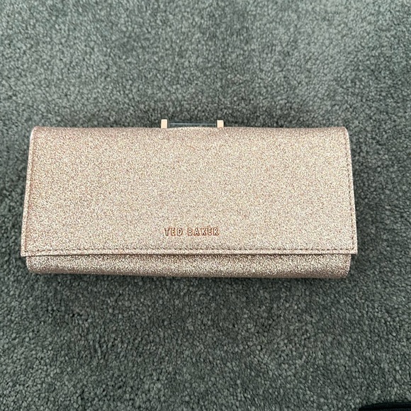 Ted Baker Rose Gold Glitter Glareh Clutch Bags